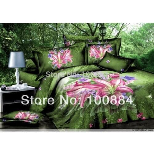 Fresh lily floral adult bedding set sexy,100% cotton 4pc bedding sets without filler,spring feeling fresh lily floral bedspreads