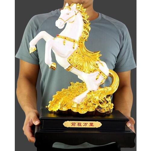 Large # 2020 HOME office Company hall lobby talisman business Success Money drawing Gook Luck horse FENG SHUI Mascot Statue