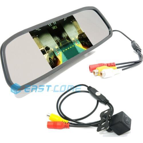 2 In 1 Universal Bracket 4.3 Inch Mirror Monitor + Waterproof Rear View Parking Camera for Reversing Backup Assistance