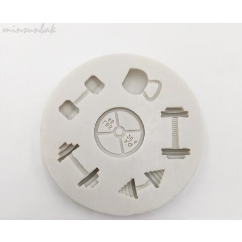 Minsunbak Dumbbell Weights Chocolate Silicone Mold Sports Equipment Cake Fondant Decoration Tools