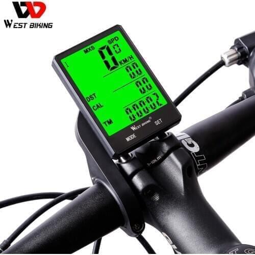 WEST BIKING Bicycle Computer Waterproof 2.8 Large Screen Wireless And Wired MTB Bike Cycling Odometer Stopwatch LED Digital Rate