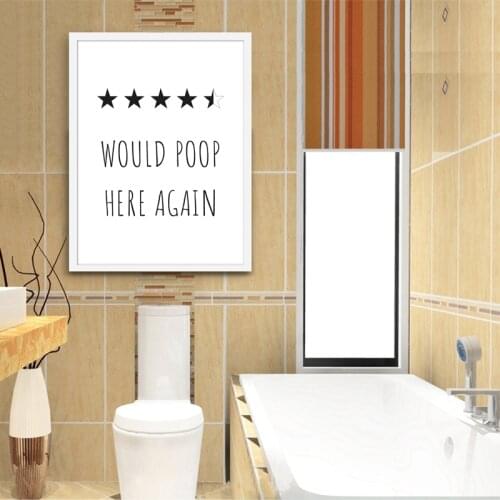 Funny Bathroom Print Would Poop Here Again Decor ,Poop Review Sign Toilet Poster Canvas Painting Wall Decor