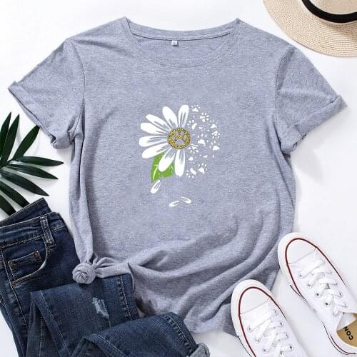 Petal Shirt Funny T Shirts Women Cotton Summer Short Sleeve O-neck Tee Shirt Femme Casual Tshirt Women Tops Loose Camiseta Mujer