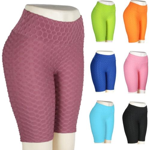 Womens Yoga Capris Five Cents Trousers High Waist Butt Lift Sports Pants Solid Color 6 Sizes for Training Running Fitness