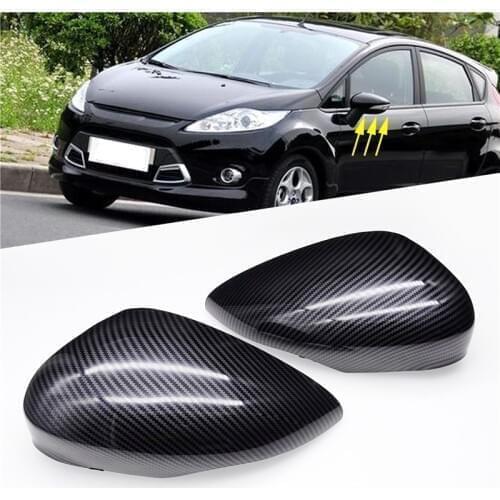 1 Pair Left + Right ABS Carbon Fiber Pattern Car Rear View Mirror Covers Decorative Protection Cap For Ford Fiesta Mk7 2008-2017