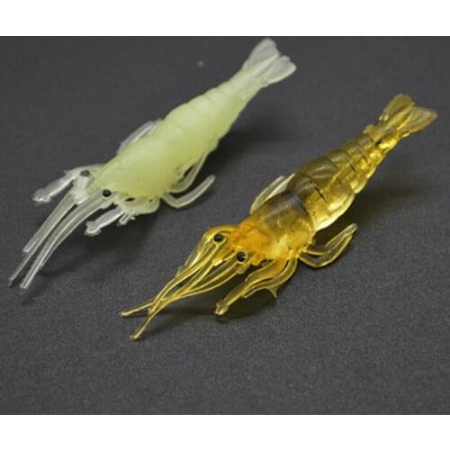 10Pcs/Lot Luminous Bead Shrimp Silicon Soft Artificial Bait With Hooks Swivels Rigs Fishing Tackle Sea Fishing Winter Fishing