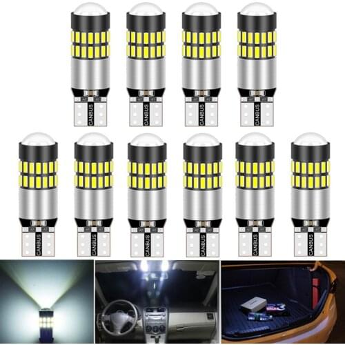 10pcs W5W T10 Canbus 3014 30 SMD Lens Led Bulb NO ERROR Turn Parking Door Signal Side Maker Indicator Light Auto Car 6500k White
