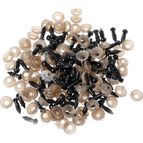 100Pcs/Bag DIY Doll Toy Eyes Black Plastic Safety Eyes Puppets Doll with Washers