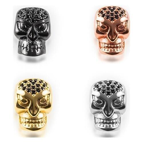 12*8mm Indian skull crystal micro pave cz zircon cubic zirconia beads DIY Copper necklace charm bracelet connectors wfdd