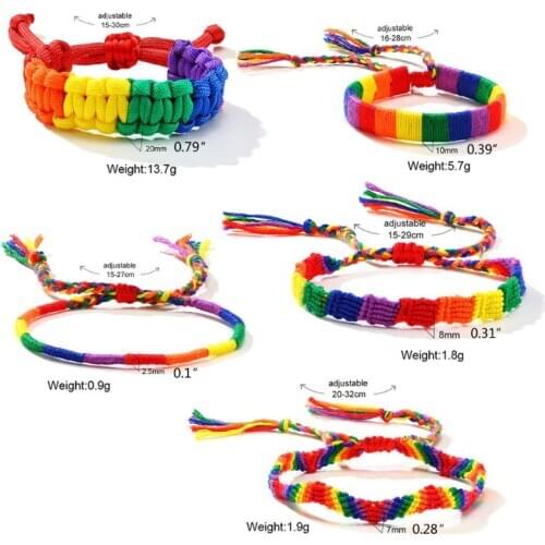 2Pcs Rainbow Gay & Lesbian Love Pride Braided Macrame Bracelet Lover Wristband F3MD