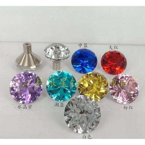 30mm Diamond Crystal Cabinet Dresser Drawer Wardrobe 7 colors Door Knobs Handles Sparkly New