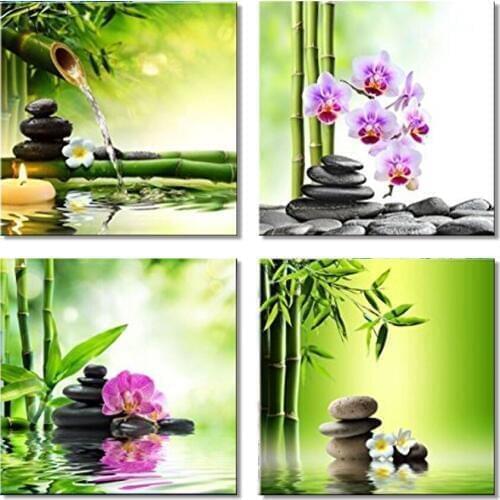4 piece canvas art Green Orchid pebbles canvas art Decoration home modular picture pop art Decorative frame nordic poster panels