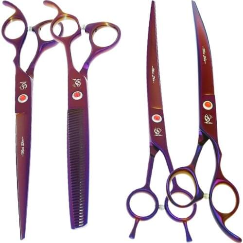 8.0" Dogs Hair Shears Japan 440C Pets Grooming Scissors Hair Cutting Thinning Shears Animals Curved Tesoura Hair Trimmers B0046A