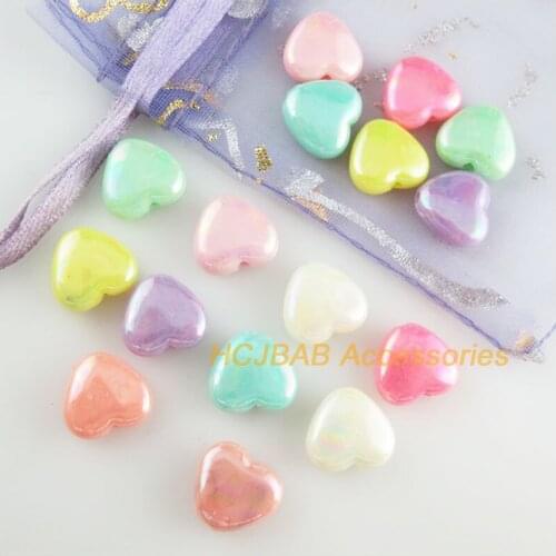 80 New Heart Transparent Acrylic Charms Love Spacer Beads Mixed 11x12mm