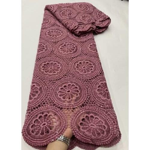 African Cord Lace Fabric High Quality Guipure Cord Water Soluble Lace onion colour Nigerian Lace Fabric For Wedding