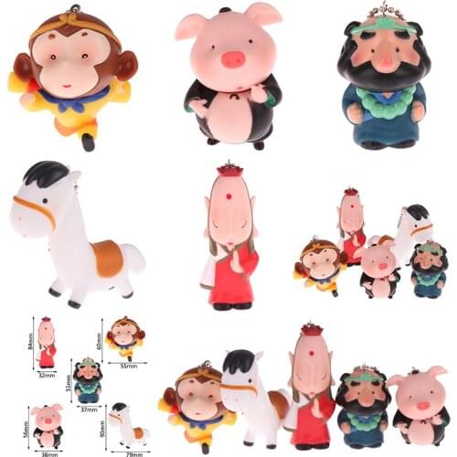 Journey To The West Tang Seng Monkey King Pig Bajie Junior Brother Sha White Horse Kawaii Doll Keychain Pendant Anime Toy