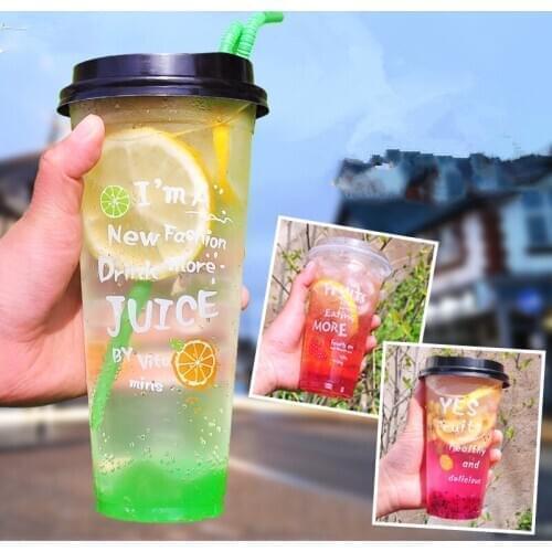50pcs High quality thick transparent juice cup 500ml creative birthday party favor disposable cups drink packaging plastic cup