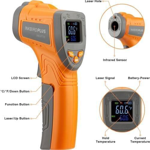 Digital Laser Infrared Thermometer INKBIRD INK-IFT01 Non-Contact Temperature Meter Gun Instant Read for Industrial&Kitchen Home