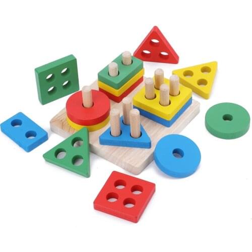 Wooden Sorting & Stacking Recognition Shape Sorter Toys Tower for Baby Kid Montessori Match Early Educational Block Puzzles Toy
