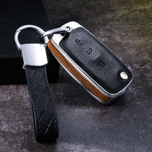 Wood Leather Car Key Cover Case For Volkswagen VW POLO Tiguan Passat B5 B6 B7 Golf EOS Scirocco Jetta MK6 Octavia Accessories