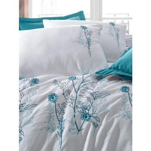 Turkey double Duvet cover, sheet, pillowcase. King size duvet cover bedding, 100% Satin cotton, Bedroom 3D Embroidery Perla