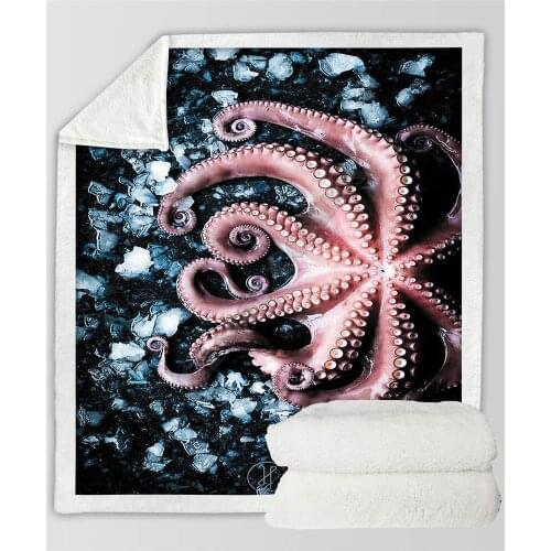 Plstar Cosmos Octopus Fleece Blanket 3D print Sherpa Blanket on Bed Home Textiles Dreamlike style-3
