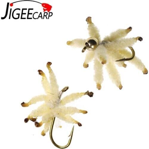JIGEECARP 6PCS Carp Fly Fihisng Insect Lures Maggots Cluster Worm Baits For Carp Perch Fishing Fly Artificial Trout Lures