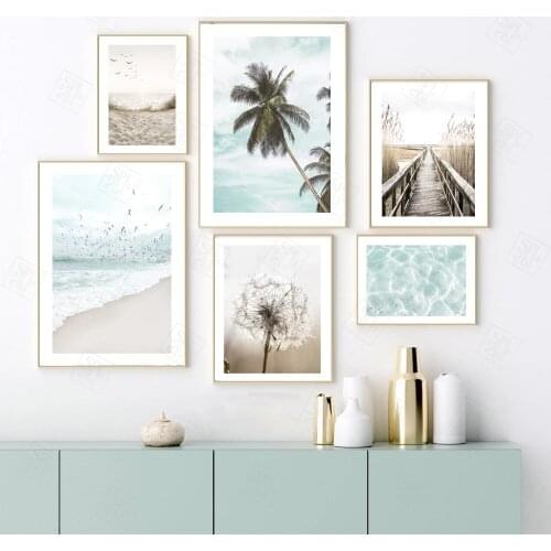 Seaside Landscape Canvas Painting Home Decoration Plants Trees Seagull Wall Picture for Living Room Dandelion Posters and Prints