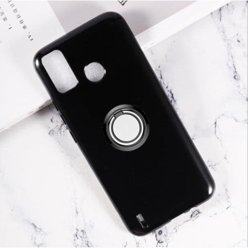 For Tecno Spark 6 Go 6.52" 2020 Back Ring Holder Bracket Phone Case TPU Soft Silicone Cover