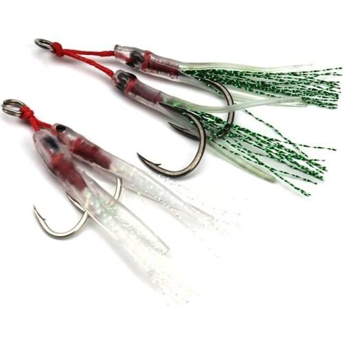 1pcs Ise sizzling hooks Simulation squid hook Double crocheted silk hooks / sea hook Steel Carbon Mackerel Feathers equipment