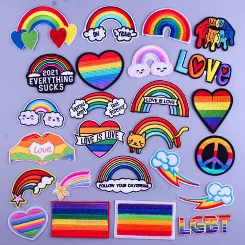 LGBT Flag Rainbow Patches On Clothes Love Embroidered Patches For Clothes Gay Lesbian Pride Badge Stripes For Jackets Stickers