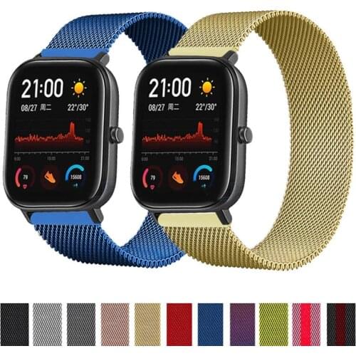 Milanese Loop 20mm 22mm Metal Band for Xiaomi Amazfit GTS 2 Bip GTR Watch Strap Correa Active 2 40mm Huawei Watch GT 2 strap