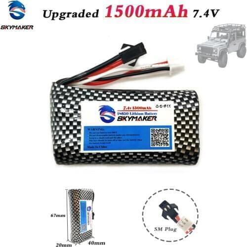 Upgraded WPL 7.4V 1500mAh Lipo Battery for MN99S D90 U12A S033g Q1 H101 7.4V 18650 SM Plug Rc Boats Sunt Cars Skymaker Battery