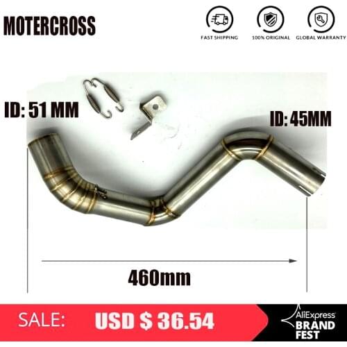 MOTERCROSS Motorcycle Exhaust Middle Connecting Pipe Stainless Steel For Duke125 Duke200 Duke 390 CB400 Z900 NMAX
