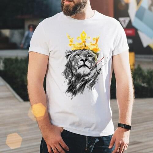 2021 ManS T-Shirt Fashion Lion Print Tshirts Summer Short Sleeve Round Oversized T Shirt Streetwear Pullover T Shirt For Men