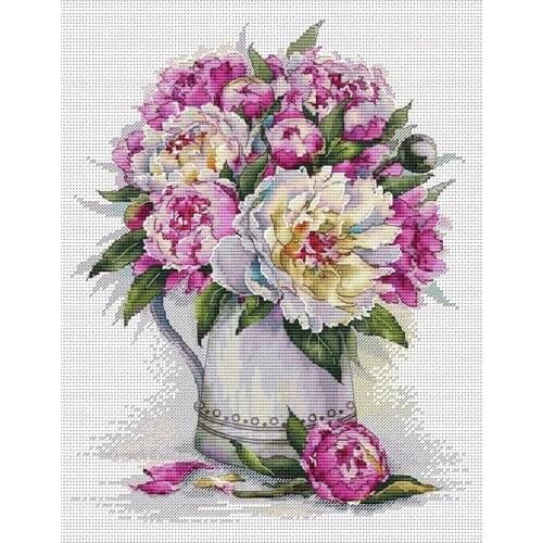 Flower peony bucket Top Quality sewing kit Embroidery Needlework 14CT Unprinted Art Cross Stitch Kits DIY Handmade Home Decor