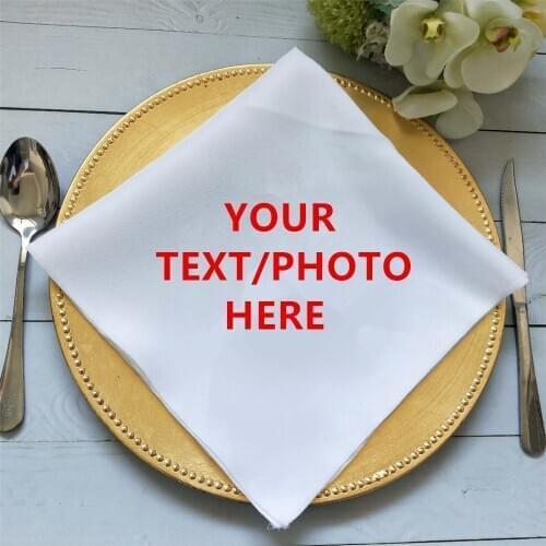 Custom Logo Dinner Napkins Set of 10pcs Tableware Wedding Reception Napkins Personalized White Napkins Christmas Tea Towel