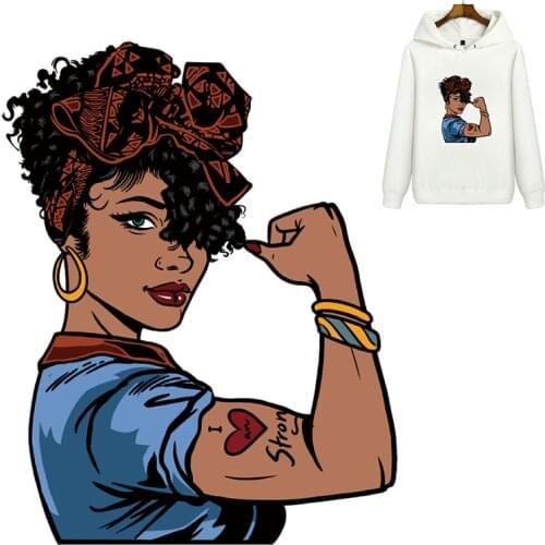 Afro Women Patch On Clothing DIY T-Shirt Tops Iron On Patches For Clothing Black Girl DIY A-level Washable Patch