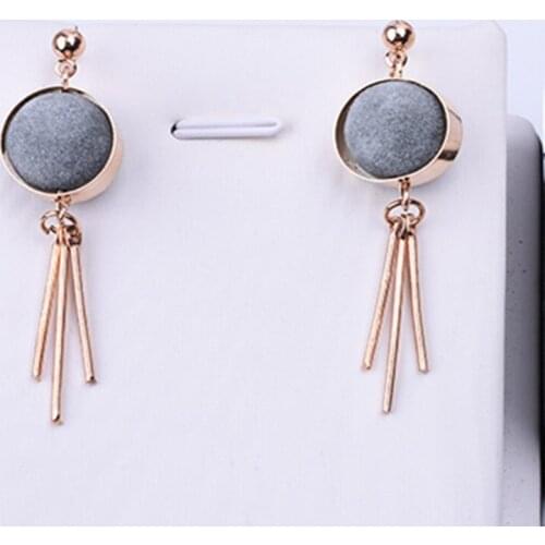 New Punk Jewelry Ball Geometry Stainless Steel Tassle Chain Earring Gold Color Drop/Earring Female Brinco Gift
