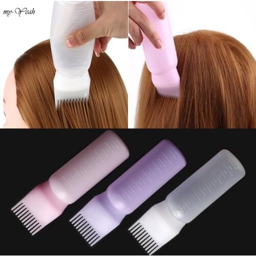 170ml Plastic Hair Coloring Dye Filling Bottles Applicator with Graduated Brush Dispensing Kit Salon Hair Dyeing Styling Tools