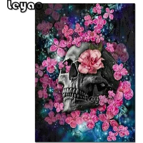 Full square round diy Diamond Painting rose SKull Cross Stitch 5D Diamond Embroidery Mosaic fantasy art