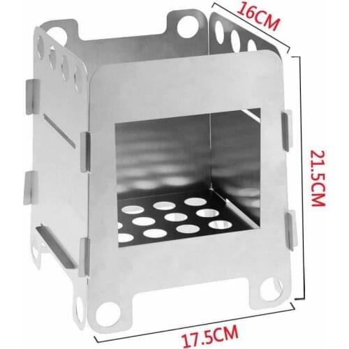 Stainless Steel Portable Camping Cooking Picnic Stove Cooker Backpacking Outdoor Travel Detachable Folding Wood Burning Stove