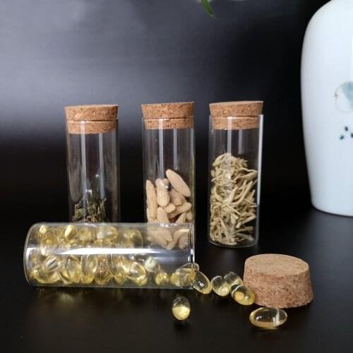 50pcs/Lot 30x75mm 35ml Transparent Clear Test Tubes with Cork Stopper Glass DIY Wishing Bottles For Holiday Wedding Decoration