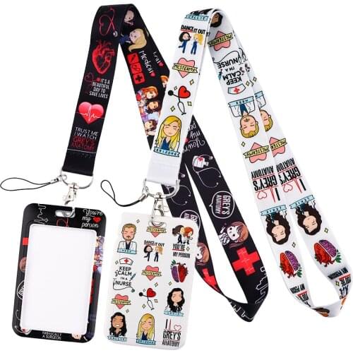 PF541 Dongmanli Greys Anatomy Doctors Nurse Accessories Keychain Lanyards for Keys ID Card Straps Rope Lariat Badge Holder