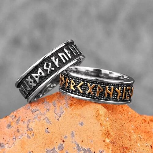 Retro Viking Character Stainless Steel Mens Rings Punk Simple Amulet For Male Boyfriend Biker Jewelry Creativity Gift Wholesale