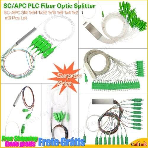 SC-APC Mini 10pcs/Lot 1x64 1x32 1x16 1x8 1x4 1x2 SM SC/APC PLC Fiber Optic Splitter Connector Free shipping Hot Surprise sell