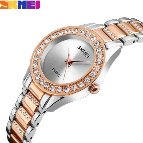 SKMEI Fashion Women Watches Luxury Stainless Steel Strap Quartz Watch Ladies 3bar Waterproof Wristwatches Relogio Feminino 1262
