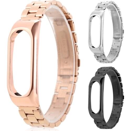 Replacement Stainless Steel Luxury Wristband Ultra-thin Watchband For Xiaomi Mi Band 2 ND998