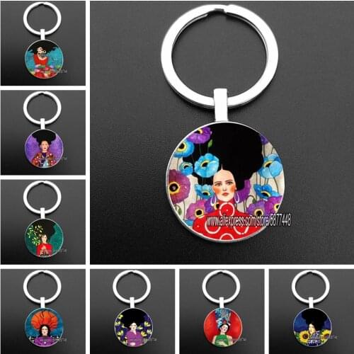 Modern Beautiful Women Keychain Fashion Girl Art Photo Key Ring Personality Jewelry Gift Key Holder for Temperament Woman