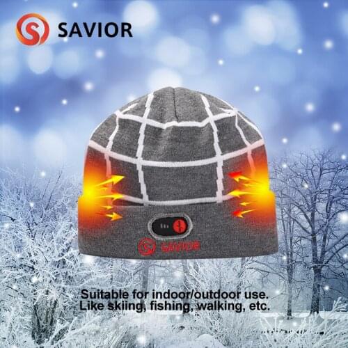 Savior heated hat heat therapy caps keep head warm protect head thick fleece knitting material carbon fiber heating elements New